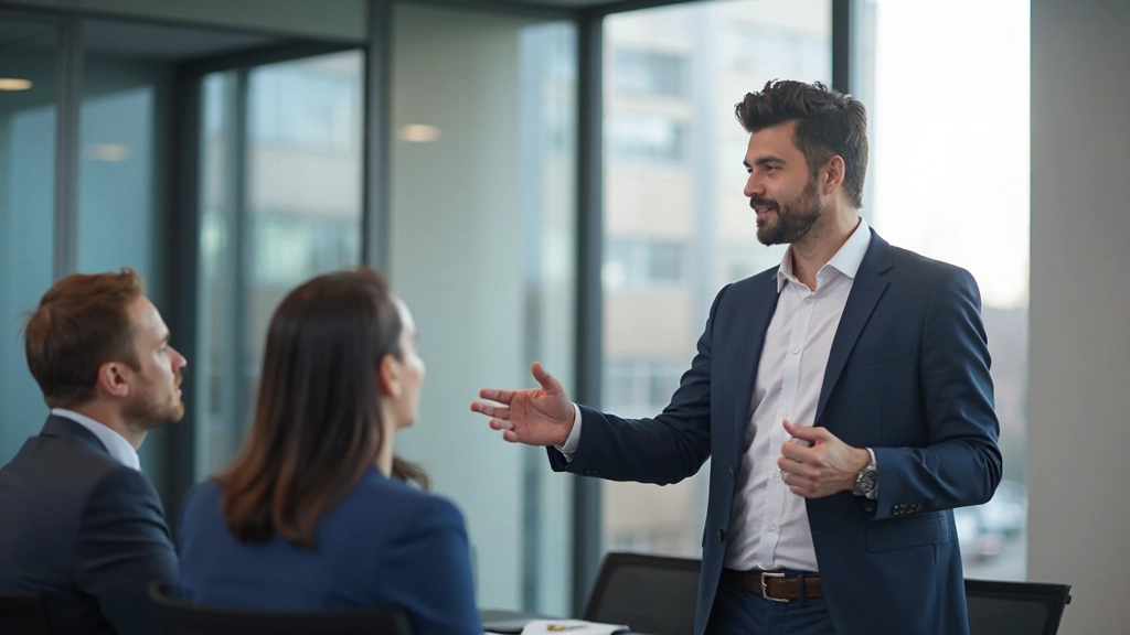 Снимок тренера по обслуживанию, объясняющего процедуры команде в конференц-зале