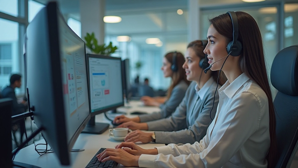 Профессиональная команда поддержки работает с многоканальной системой CRM, интегрирующей телефон, электронную почту и чат